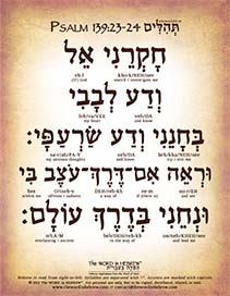 Psalm 139:23-24 in Hebrew - PDF