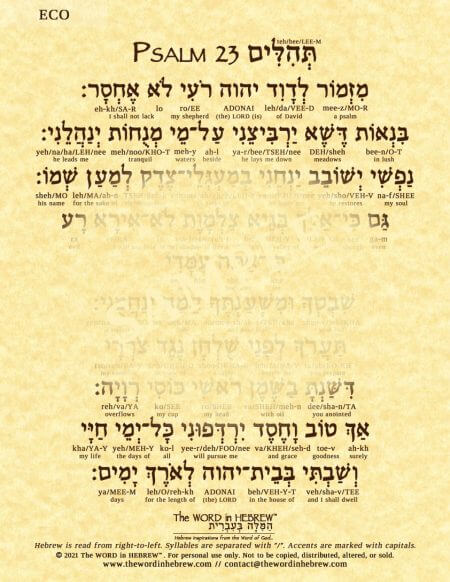 Psalm 23 in Hebrew - ECO