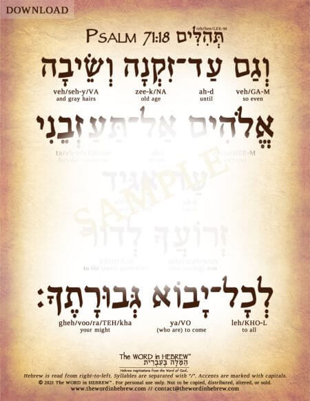 Psalm 71:18 in Hebrew - PDF
