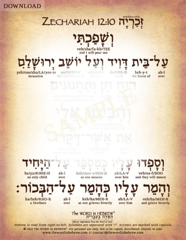 Zechariah 12:10 in Hebrew (PDF)